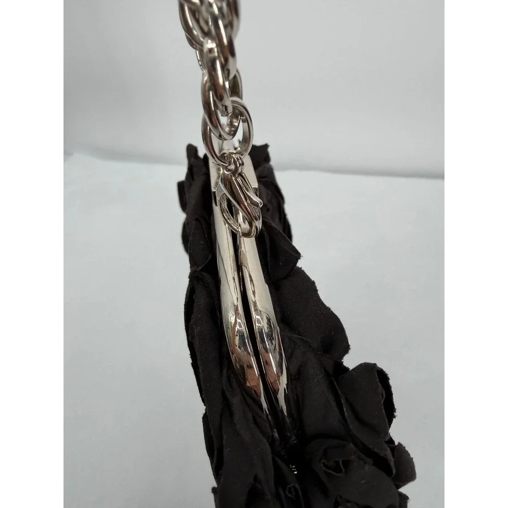 White House Black Market Clutch Rosette Ruffle Evening Cocktail Bag Elegant SM